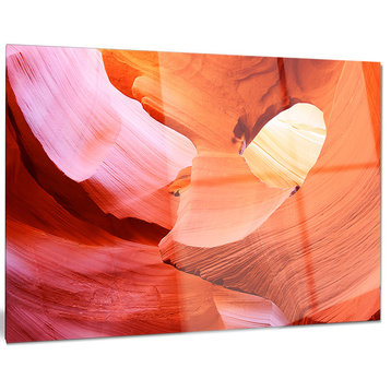 "Antelope Canyon Inside" Landscape Photo Glossy Metal Wall Art, 28"x12"