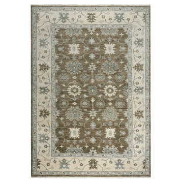 Alora Decor Abby 10' x 14' Traditional Brown/Blue/Brown Hand Knotted Area Rug