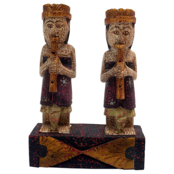 Novica Handmade Balinese Rhythm Wood Statuette