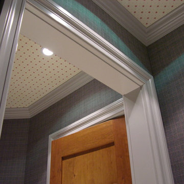 Powder room with check fabric