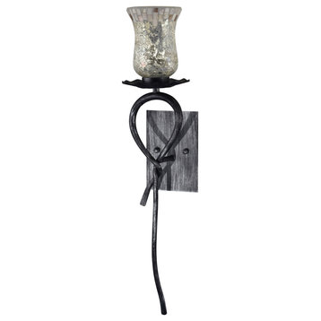 Springdale 1 Light Wall Sconce, Silver and Black