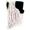 White Pink Snow Chinchilla Faux Fur Luxury Throw Blanket, Throw 36Wx60L