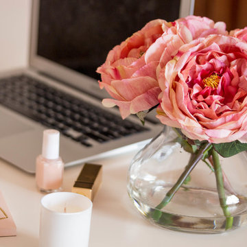 Elegant Home Office with Pink Roses