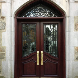 Wood With Wrought Iron - Front Doors