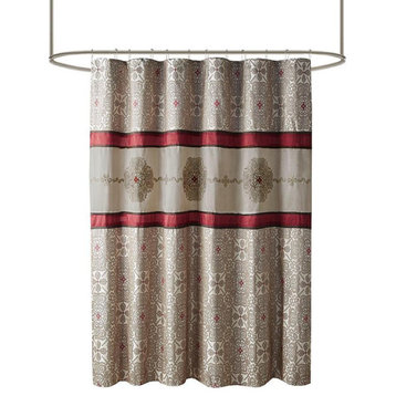 100% Polyester Jacquard Shower Curtain w/Embroidery