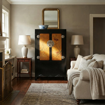 Chinese Black Orange Yellow Graphic Armoire Wardrobe Cabinet cs5775S
