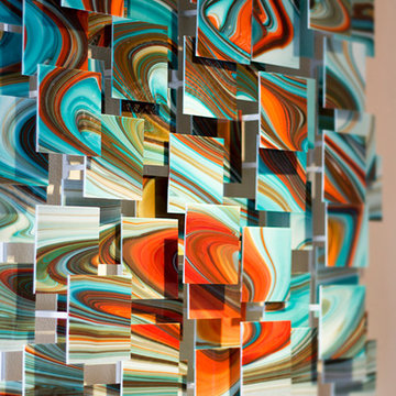 "Groovy" Glass and Metal Wall Sculpture