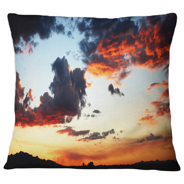 Blazing Sky with Clouds Panorama Seascape Throw Pillow, 16"x16"