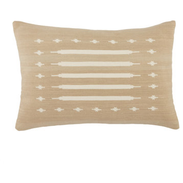 Jaipur Living Ikenna Tribal Lumbar Pillow, Taupe/Cream, Polyester Fill