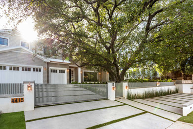 Inspiration for a huge transitional gray two-story house exterior remodel in Los Angeles