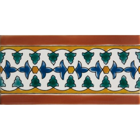 3.94"x7.87" Morisco F Moroccan Ceramic Tile, Set Of 10