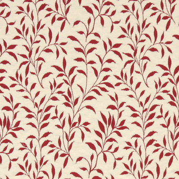 Red And Beige Floral Reversible Matelasse Upholstery Fabric By The Yard