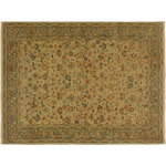 Bareens Designer Rugs - Turkish Knotted Istanbul George Blue/Gold Wool Rug - 5'8'' x 7'4'' - Designed with a mesmerizing intricate traditional motif this glorious hand knotted rug is a masterpiece that will fill any space with sophistication and grace. An exhilarating color pallet with an elaborate design, this masterpiece features luxurious hand spun wool with all vegetable dyes to add comfort and style to your decor. The design, color and beautiful chromatic composition with a sheen in traditional and transitional designs, exude beauty, elegance and quality make this rug a masterpiece of its own.