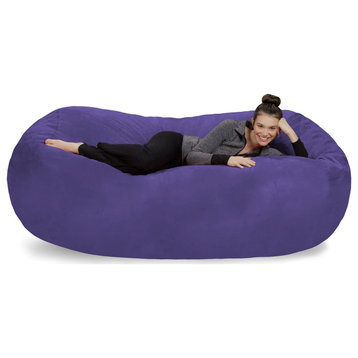 Comfortable Oversized Bean Bag Chair, Soft Micro suede Cover, Purple