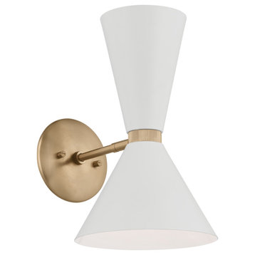 Phix 2 Light Wall Sconce, Champagne Bronze and White
