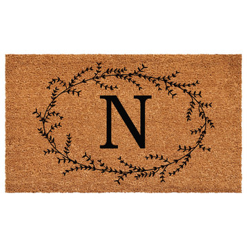Calloway Mills Rustic Leaf Vine Monogrammed Doormat, 24"x48", Letter N