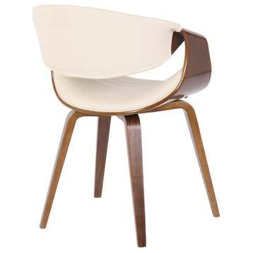 The Aria Dining Chair, Walnut Wood, Cream Pu