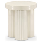 Meridian Furniture - Rhodes Coffee Table / End Table, Cream, End Table - The Rhodes End Table is a beautifully crafted piece that can enhance the look of any room. It features a sleek and modern design with a cream finish, which adds a touch of sophistication to the iron metal table. The fluted legs of the table are not only aesthetically pleasing, but also provide sturdy support, making it a durable and practical addition to any living space.