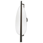 Hudson Valley Lighting - Ithaca LED Wall Sconce, Black Nickel/White Plaster - A botanical beauty, Ithaca's tapered-triangle metal arm contrasts the soft plaster leaf-shaped shade perfectly. Dedicated LEDs behind the front arm, as opposed to the backplate, light the shade from the front for a look that is unexpected and breathtaking.