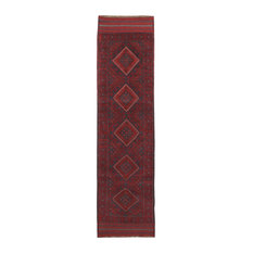 Traditional Rug, Blue, Red, 2'x8', Mashwani, Handmade Wool