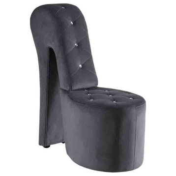 Best Master Furniture Tristram 19" Velvet High Heel Shoe Chair in Gray