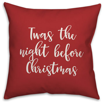 Twas The Nght Before Christmas, Red 18x18 Throw Pillow