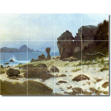 Albert Bierstadt Waterfront Painting Ceramic Tile Mural #4, 17"x12.75"