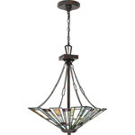 Quoizel - Quoizel Maybeck Three Light Pendant TFMK2817VA - Three Light Pendant from Maybeck collection in Valiant Bronze finish. Number of Bulbs 3. Max Wattage 100.00 . No bulbs included. The Collection is a chic interpretation of timeless Tiffany style. The classic tapered silhouette features a staggered edge that emphasizes the intricate details of the Tiffany glass. Finished in valiant bronze, this stately collection is sure to add warmth and sophistication to your space. No UL Availability at this time.