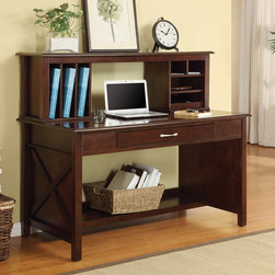 Adeline Desk with Hutch - Solid Wood Mocha Finish Desk - Desks And Hutches