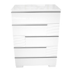 Athens, White Lacquer 5-Drawer Chest
