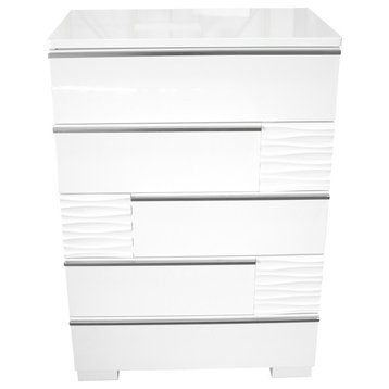 Athens, White Lacquer 5-Drawer Chest