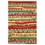 Trans Ocean - Liora Manne Ravella Fiesta Indoor/Outdoor Rug Warm 7'6"x9'6" - This hand-hooked area rug features overlapping stripe patterns that highlight intricate shading and vibrant red, green and yellow colors. This lively design with effortlessly compliment any indoor or outdoor space. Made in China from a polyester acrylic blend, the Ravella Collection is hand tufted to create vibrant multi-toned detailed designs with tight textural loops and a high quality finish. The material is flatwoven, weather resistant and treated for added fade resistance, making this area rug perfect for indoor or outdoor placement. This soft, durable area rug is ideal for your patio, sunroom or those high traffic areas such as your kitchen, living room, entryway or dining room. Intricately shaded yarns bring to life the nature inspired designs of this collection that will beautifully accent your home. Limiting exposure to rain, moisture and direct sun will prolong rug life.