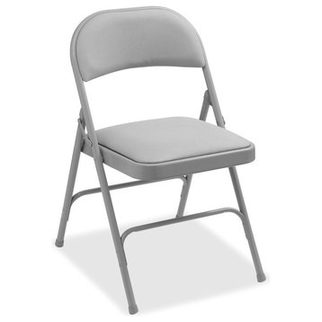 Lorell Padded Seat Folding Chairs, Fabric Beige Seat, Set of 4