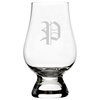 Old English Etched Monogram Glencairn Crystal Whiskey Glass, Letter P