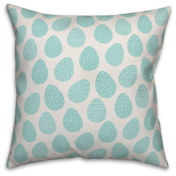 Blue Easter Egg Pattern 16x16 Throw Pillow Cover