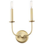 Maxim - Maxim Wesley 2-Light Wall Sconce 10322SBR - Satin Brass - Arms sweep upward from an adjustable collector to create a minimal yet stately design. Available in Black, Satin Brass, and Satin Nickel, this collection provides a transitional look for a variety of settings.