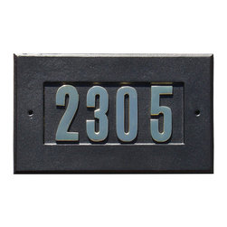 Manchester 1410 Custom Address Plate Gold Brass Numbers in Black - House Numbers