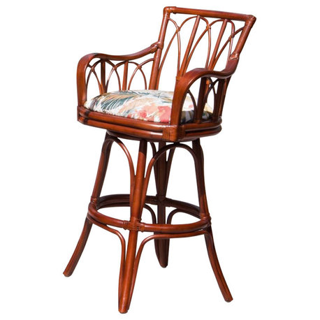 Cuba 24" Swivel Barstool With Arm In Sienna With Dum Dum Natural