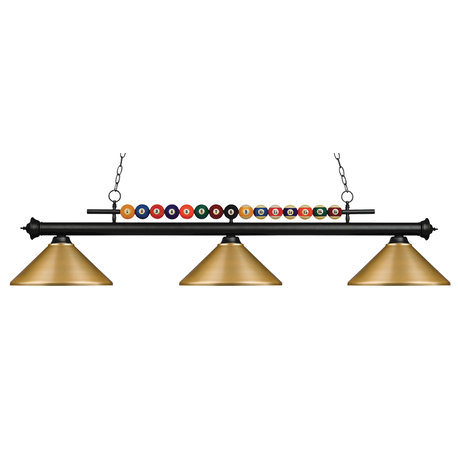 Shark Collection 3 Light Billiard Light in Matte Black Finish