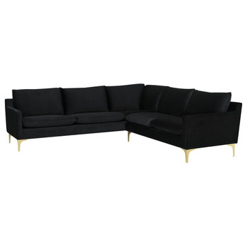 Anders Sectional Sofa, Black/Gold
