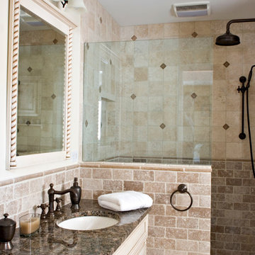 Traditional in Travertine Master Bath