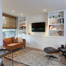 Fireplace and bookcases