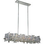 Elegant Lighting - Elegant Lighting V2100G44C/RC Picasso - Eight Light Pendant - At once separate and united, Picasso collection hanging fixtures offer avant-garde innovation thatG��s ideal for a bedroom, living room, or office. Reminiscent of the great artist and the cubism movement, the small crystals have been assembled to form an abstract oblong shape, cube, or hexagon. Playful in their use of negative space, square and rectangular precision-cut crystals are connected almost invisibly to allow light to shine slyly between. Available in clear crystal with a chrome finish or golden-teak crystal with a dark-bronze finish.  Room use: Dining room; Living room; Bedroom; Bathroom; Entry Way; Closet  Diameter of 23 inches; minimum hanging height of 26 inches, maximum hanging height of  inches.  Warm, brilliant light is created by 2 light bulbs. (not included).   Dining Room/Living Room/Bedroom/Bathroom/Entry Way 2 Years  Clear  Mounting Direction: Left and Right  Assembly Required: Yes  Canopy Included: Yes  Shade Included: Yes  Dimable: YesPicasso Eight Light Pendant Chrome Clear Royal Cut Crystal *UL Approved: YES *Energy Star Qualified: n/a  *ADA Certified: n/a  *Number of Lights: Lamp: 8-*Wattage:40w E12 bulb(s) *Bulb Included:No *Bulb Type:E12 *Finish Type:Chrome