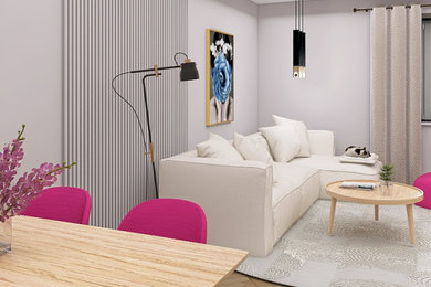 Trendy living room photo in Other with a wall-mounted tv