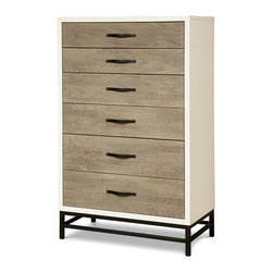 Modern Gray and White Tall 5 Drawers Chest - Dressers