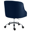 Arden Swivel and Adjustable Velvet Upholstered Office Chair, Navy, Chrome Base