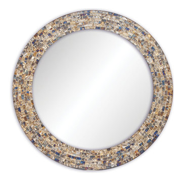 Decorative Mosaic Glass Wall Mirror, Gold, 24"