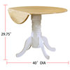 Round Pedestal Drop Leaf Dining Table, Natural Brown and White