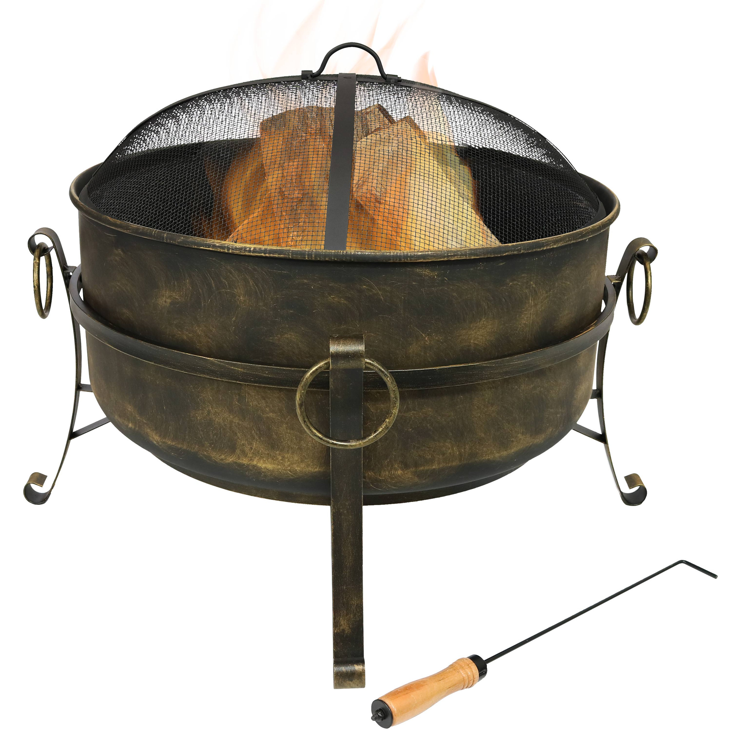 24 Inch Cauldron Sunnydaze Steel Cauldron Fire Pit Durable Woodburning Patio, 24-Inch ...