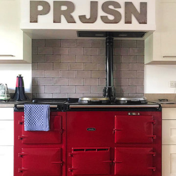 Claret Aga Maroon Red and Light Grey Kitchen